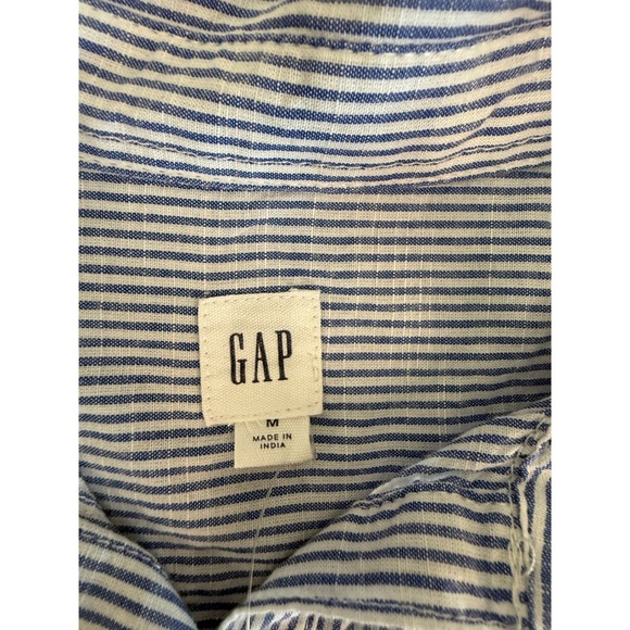 Gap Womens BF Popover Blue White Striped Cotton Shirt M 527949-00-1 HO-18/SB2 - Picture 3 of 9